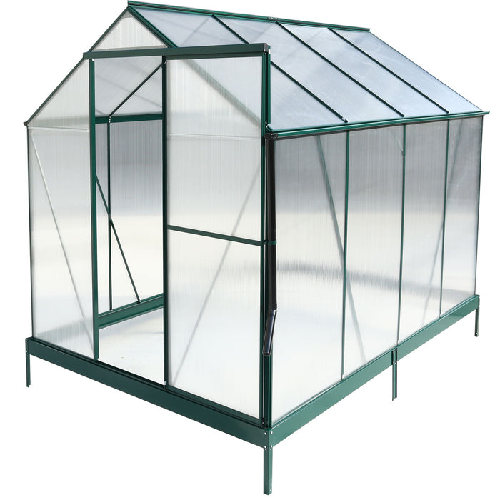 Polycarbonate Greenhouse, Heavy Duty Outdoor Aluminum Walk-In Green House Kit With Rain Gutter, Vent And Door For Backyard Garden