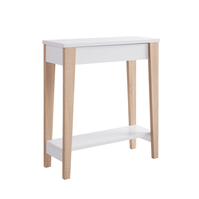 Modern Two Toned Console With Two Shelves - White & Tan