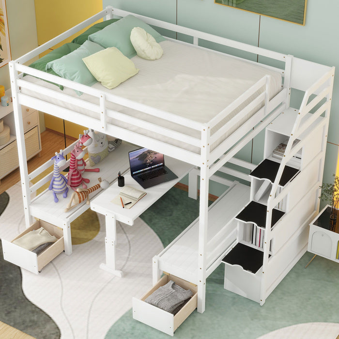 Kids Furniture - Bunk Bed With Staircase (The Down Bed Can Be Convertible To Seats And Table Set)