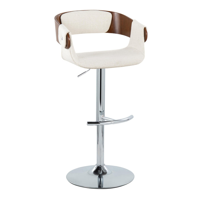 Elisa - Mid Century Modern Adjustable Barstool With Swivel With Rounded T Footrest (Set of 2)