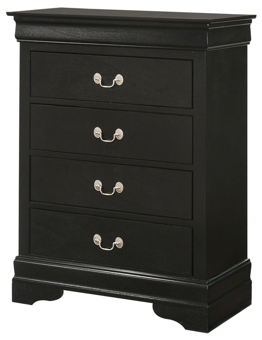 Glory Furniture Louis Phillipe 4 Drawer Chest, Black