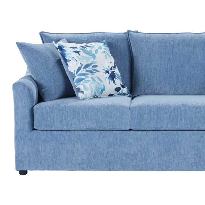 Sylvie - Sofa With 4 Accent Pillows - Slate Blue