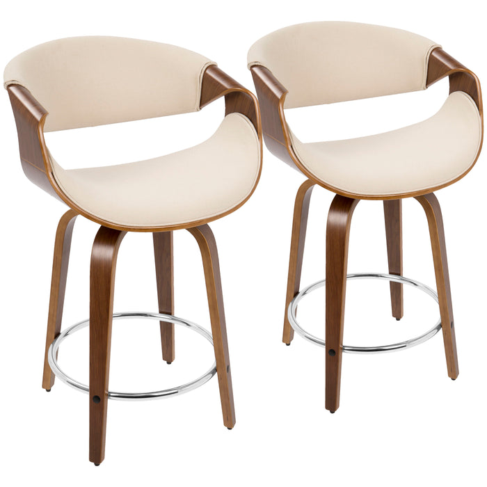 Curvini Mid - Century Modern Fixed Height Counter Stool With Swivel (Set of 2)