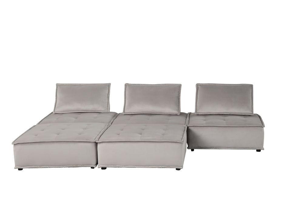 Anna - Velvet 5 Piece Sectional Sofa Ottoman