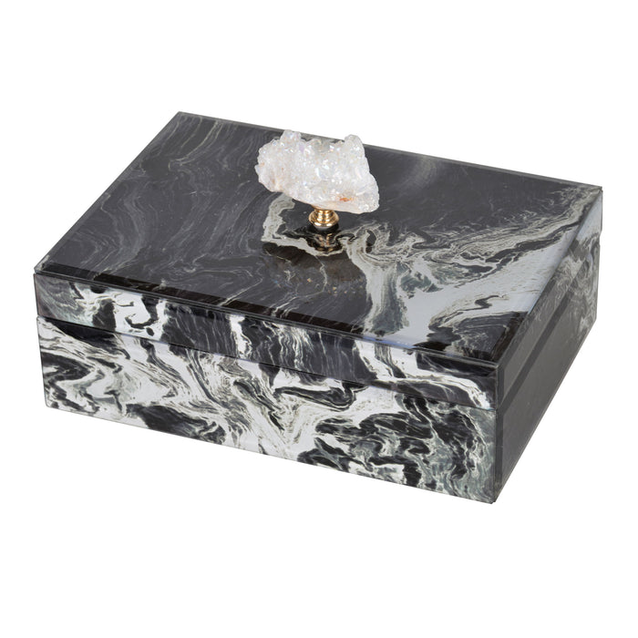 Marbled Jewelry Box, Stackable Decorative Storage Boxes With Lids - Black