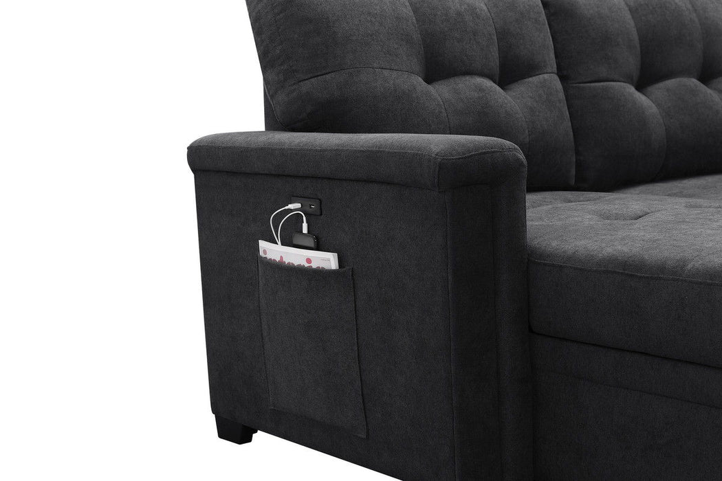 Kinsley - Woven Fabric Sleeper Sectional Sofa Chaise With USB Charger And Tablet Pocket