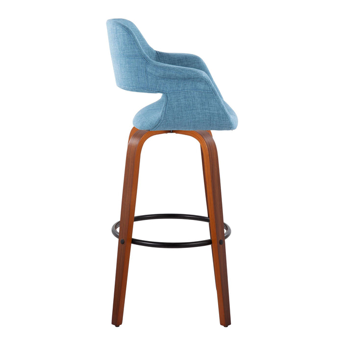 Vintage Flair - Mid Century Modern Fixed Height Barstool With Swivel With Round Footrest (Set of 2)