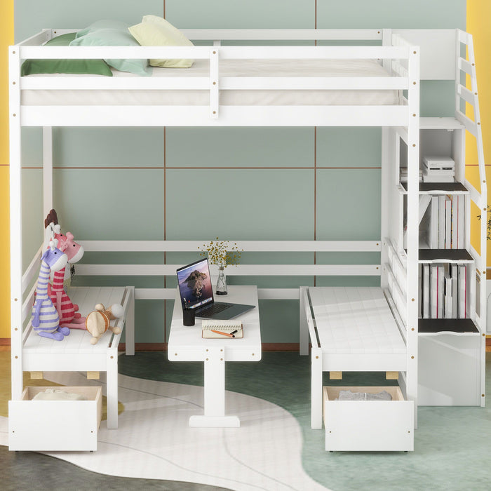 Kids Furniture - Bunk Bed With Staircase (The Down Bed Can Be Convertible To Seats And Table Set)