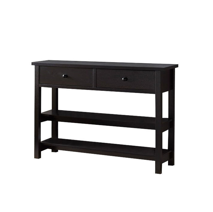 Console Table Two Shelf And Two Drawer With Knob Handles - Dark Brown