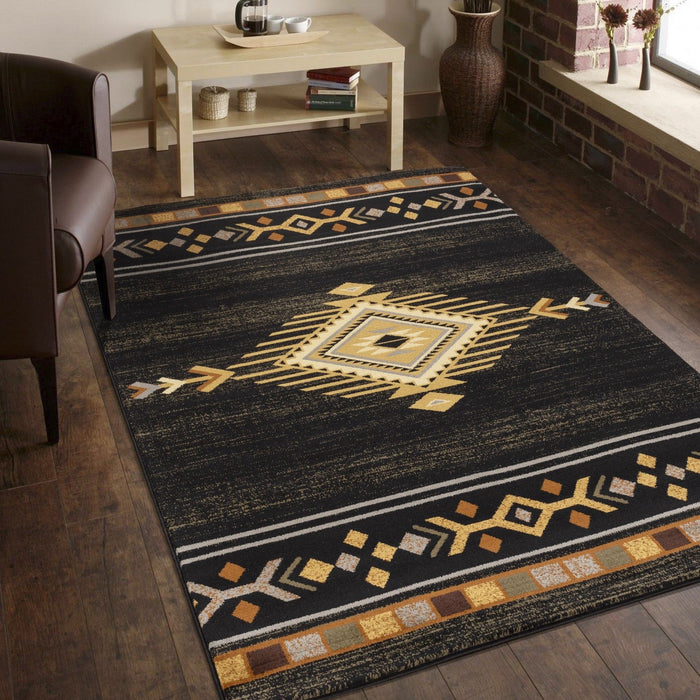 Tribes - 2' X 3' Southwest Area Rug - Black / Polyester