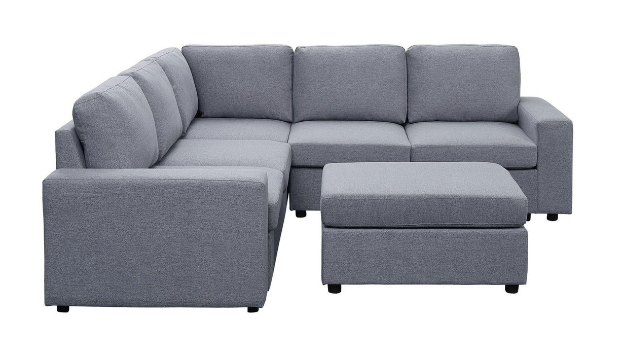 Elliot - Linen 6 Seat Reversible Modular Sectional Sofa - Light Gray