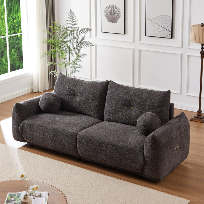 Lamb's Wool 2-Seater Cushion Sofa 90'' Comfortable Sofa For Living Room Bedroom And Other Casual Spaces Lamb's Wool Sofa With 2 Cushions And 2 Ball Pillows