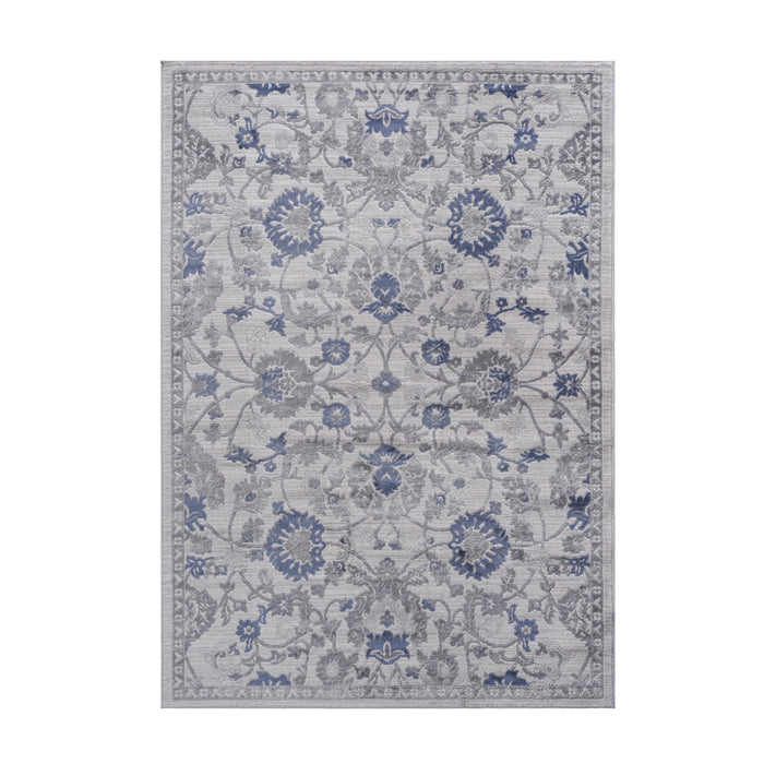 5' x 7' Oriental Non-Shedding Living Room Bedroom Dining Home Office Stylish And Stain Resistant Area Rug - Blue / Silver