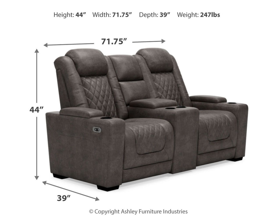 Hyllmont - Cinza - Pwr Rec Loveseat/Con/Adj Hdrst