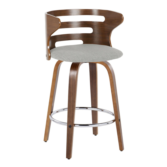 Cosini - Mid Century Modern Fixed Height Barstool With Swivel With Round Footrest (Set of 2)