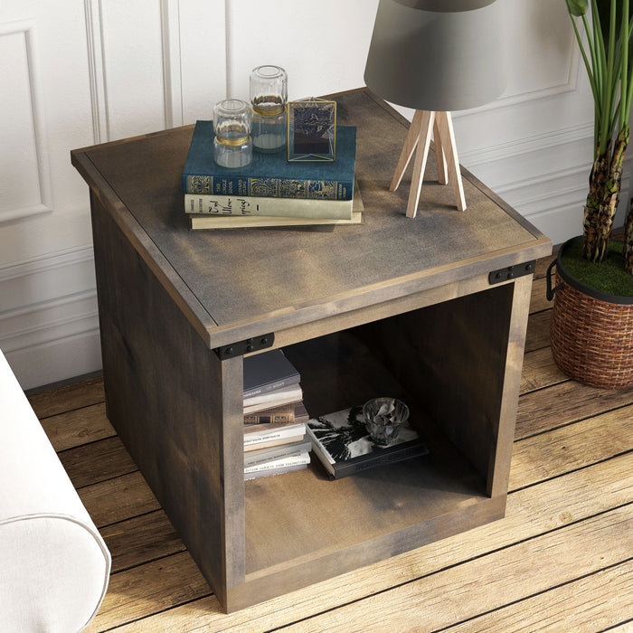 Bridgevine Home Farmhouse 24" Side Table, No Assembly Required, Barnwood Finish