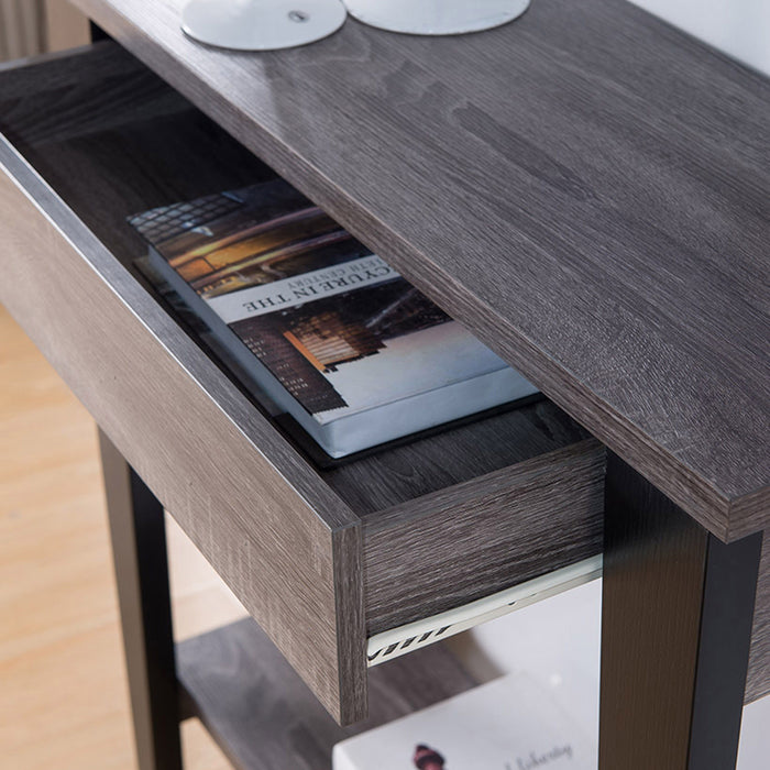 Elegant Console Table - Distressed Grey & Black