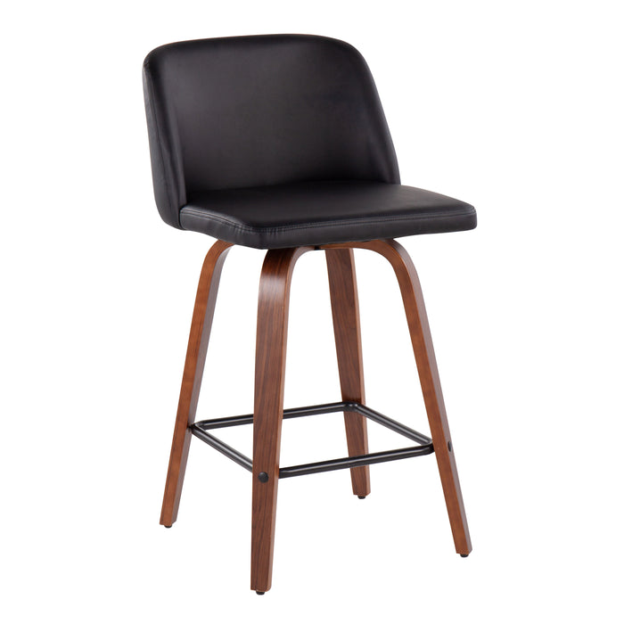 Toriano - Mid Century Modern Fixed Height Counter Stool & Square Footrest (Set of 2)