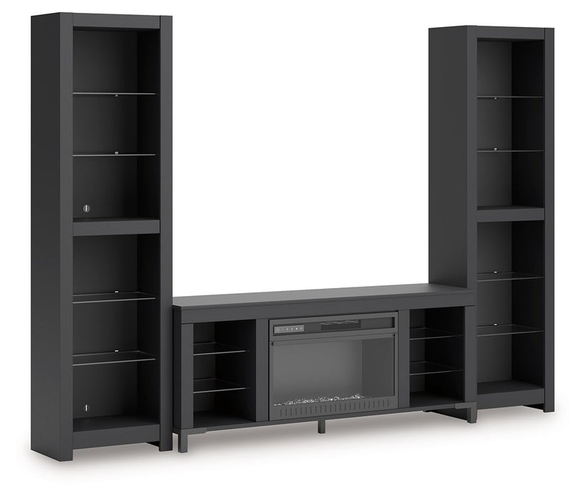 Cayberry - Black - 3-Piece Entertainment Center With Electric Fireplace