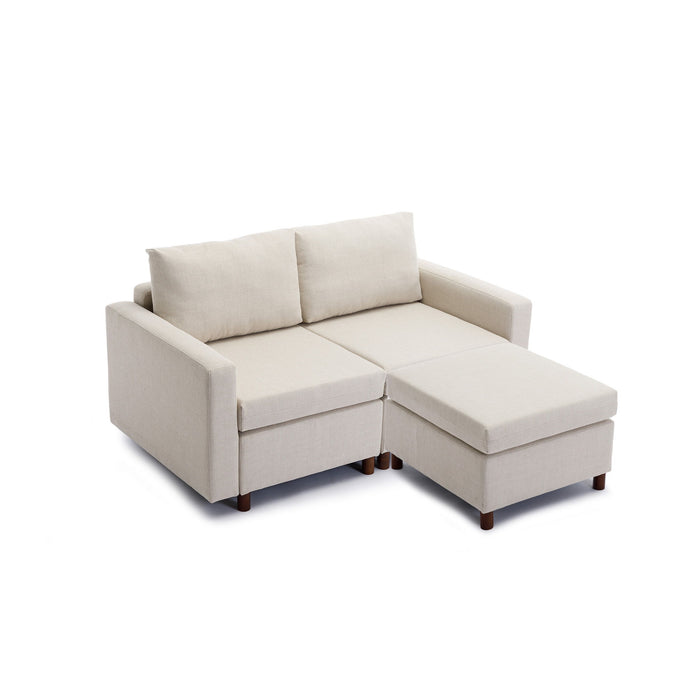 2 Seat Module Sectional Sofa Couch With 2 Ottoman For Living Room, Seat Cushion And Back Cushion Non-Removable And Non-Washable