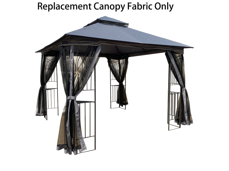 Patio Double Roof Gazebo Replacement Canopy Top Fabric, Gray