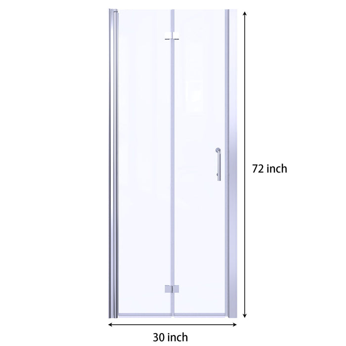 Bifold Semi - Frameless Shower Doors Chrome With Clear Glass