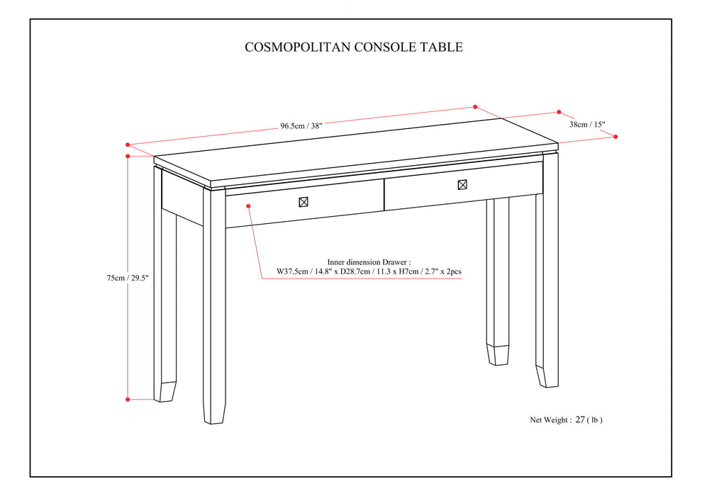 Cosmopolitan - Console Sofa Table - Mahogany Brown