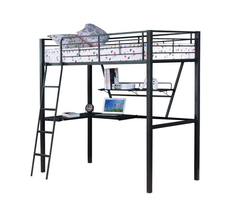 Senon - Twin Loft Bed With Desk - Black / Silver