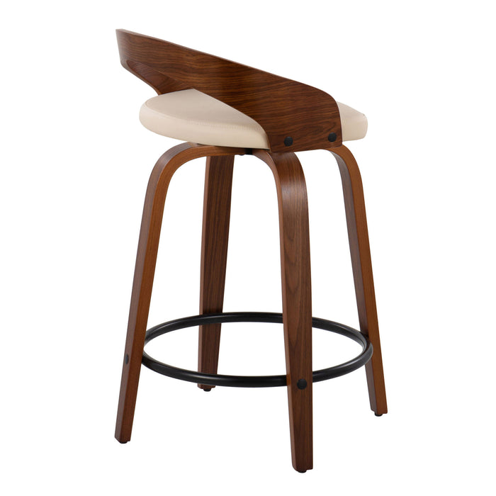 Grotto - Mid-Century Modern Fixed Height Counter Stool & Swivel With Round Footrest (Set of 2)