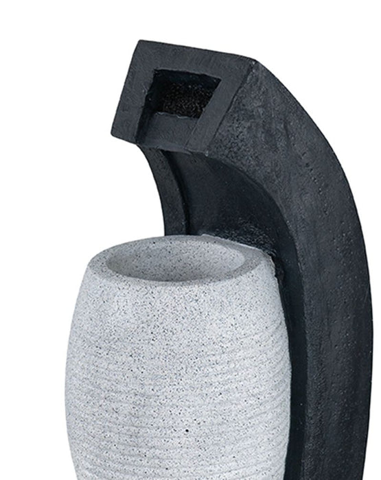 Water Fountain With Vase Design, With Light And Pump, For Indoor And Outdoor - Black / White