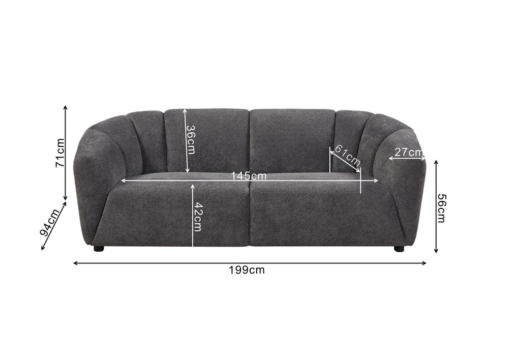 Living Room Sofa Set With Luxury Boucle , 3 Seater - Gray