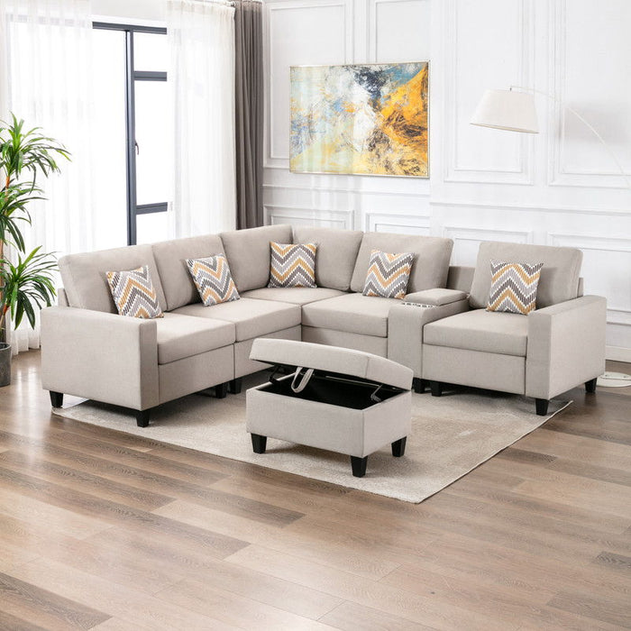 Nolan - 7 Piece Sectional Sofa With Pillows And Interchangeable Legs