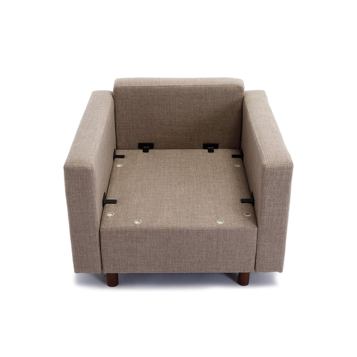 2 Seat Module Sectional Sofa Couch With 1 Ottoman For Living Room, Seat Cushion And Back Cushion Non-Removable And Non-Washable - Brown