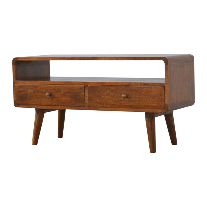 Solid Wood Curved Media Unit
