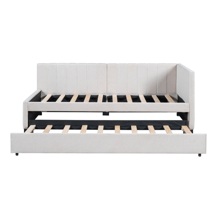 Upholstered Daybed With Trundle, Sofa Bed Frame, No Box Spring Needed