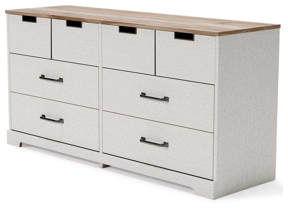 Vaibryn - White / Brown / Beige - Six Drawer Dresser - Vinyl-Wrapped