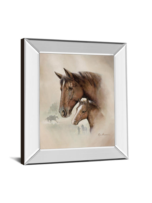 Race Horse I By Ruane Manning - Mirror Framed Print Wall Art - Dark Brown