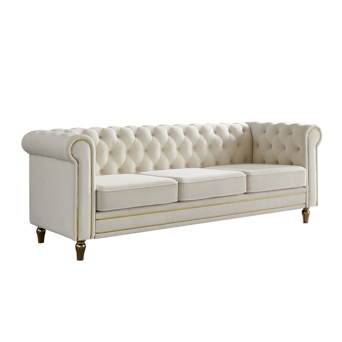 Chesterfield - Velvet Sofa 84.65" For Living Room