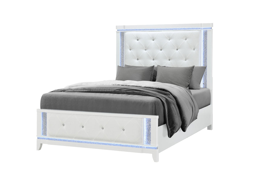 Alina - Full Bed With LED - White