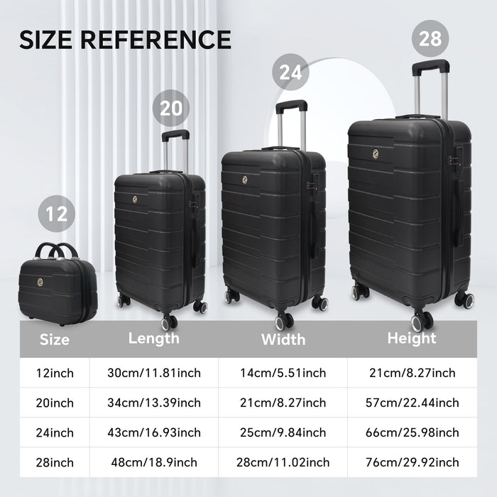 Luggage 4 Piece Set With Spinner Wheels, Hardshell Lightweight Suitcase With Tsa Lock, Checked Luggage