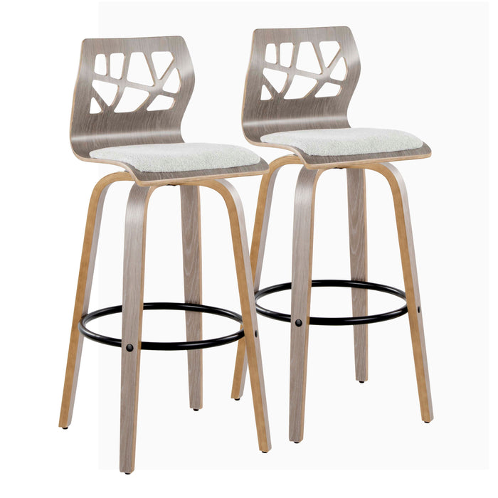 Folia - Contemporary Fixed Height Stool With Swivel With Round Footrest (Set of 2)