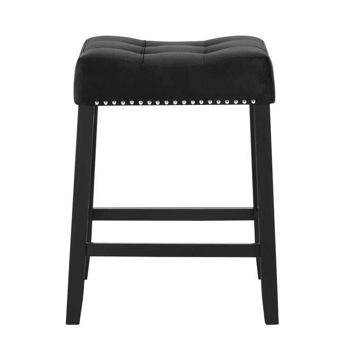 Lennon - Taburete de bar tipo silla de montar de 24" de alto (juego de 2) - Negro