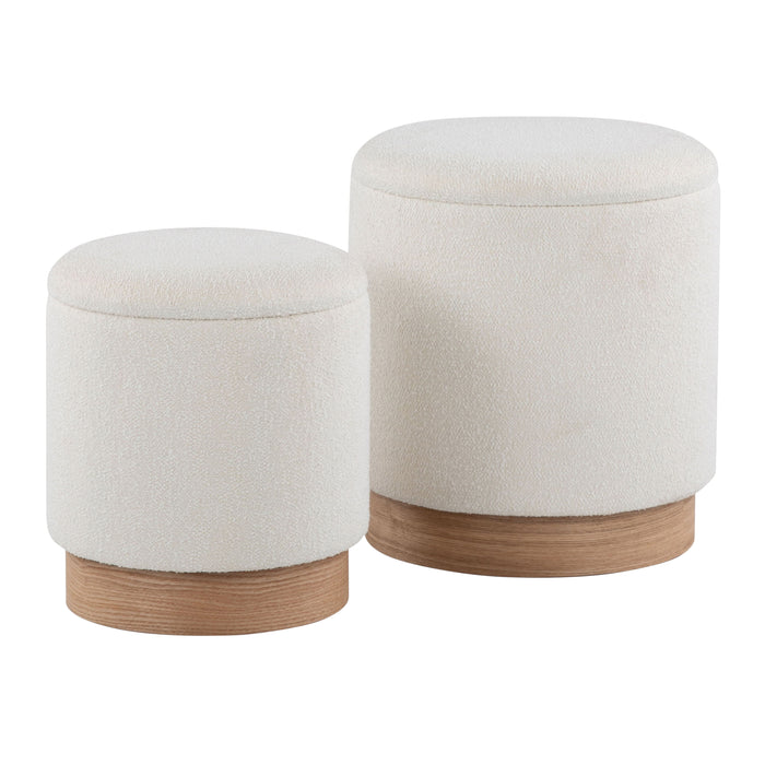 Marla - Contemporary, Nesting Ottoman Set - Natural / Cream