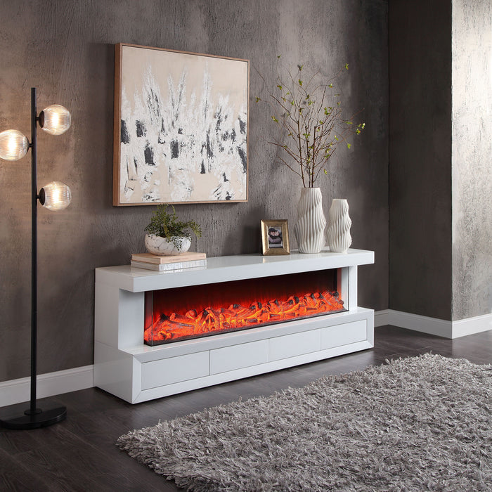 Dorian - TV Stand With Fireplace And Speaker - White