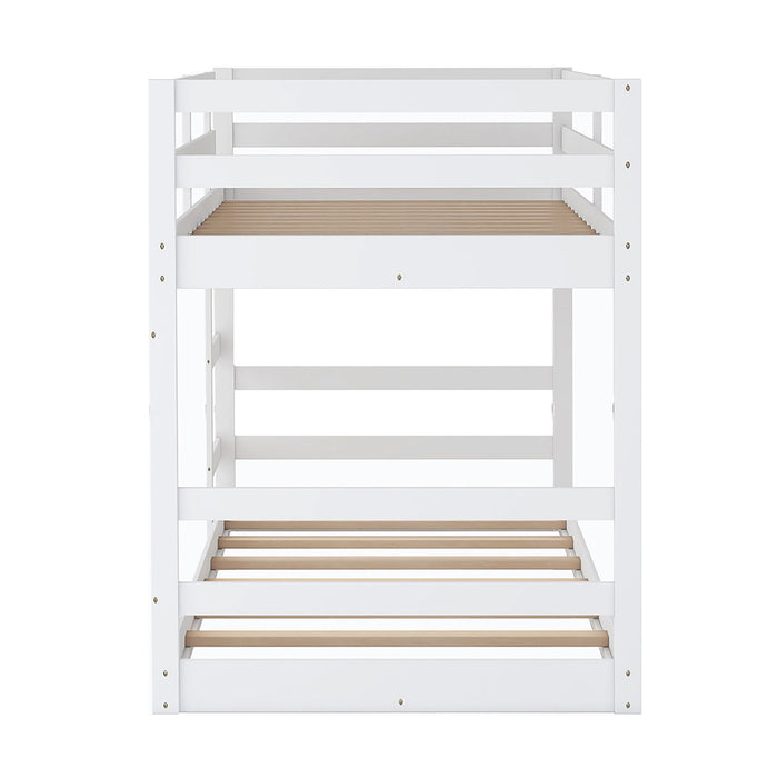 Kids Furniture - Wood Bunk Bed With Ladder