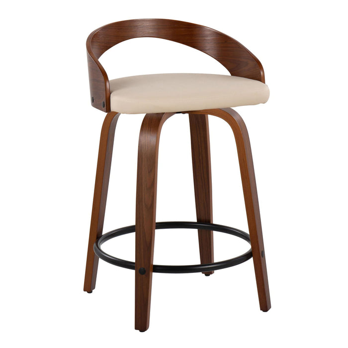 Grotto - Mid-Century Modern Fixed Height Counter Stool & Swivel With Round Footrest (Set of 2)