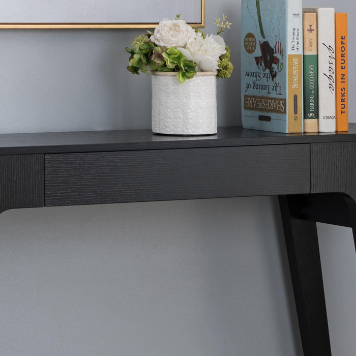 Hallway Console Table With Storage Drawer And Bottom Shelve - Black