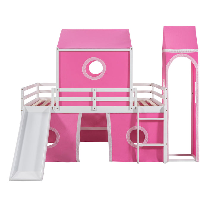 Kids Furniture - Bunk Bed With Slide Tent And Tower