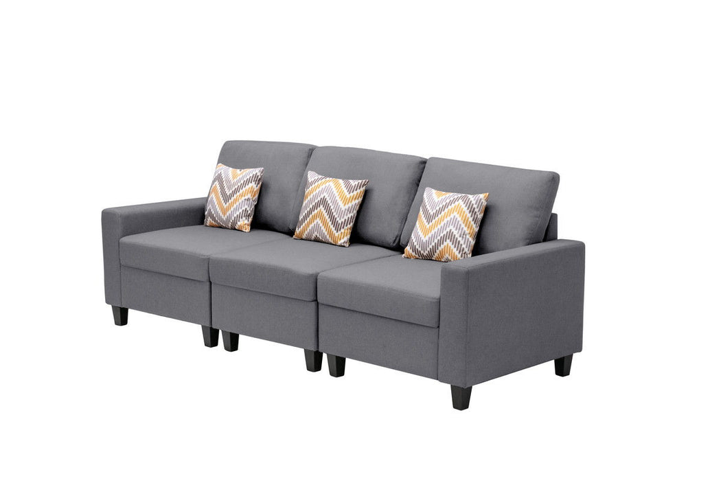 Nolan - Linen Fabric Sofa With Pillows And Interchangeable Legs