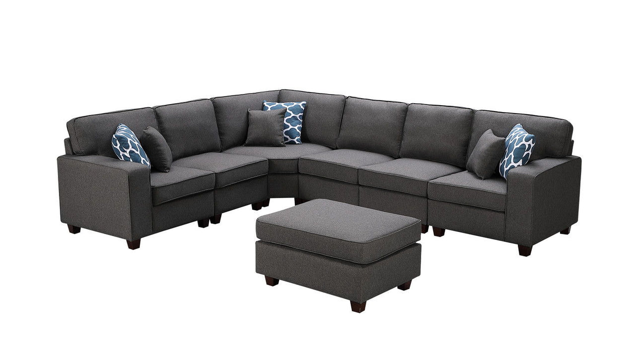 Casanova - 7 Piece Modular L-Shape Sectional Sofa With Ottoman